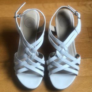 SO Soboche White Open Toe Ankle Strap Heels